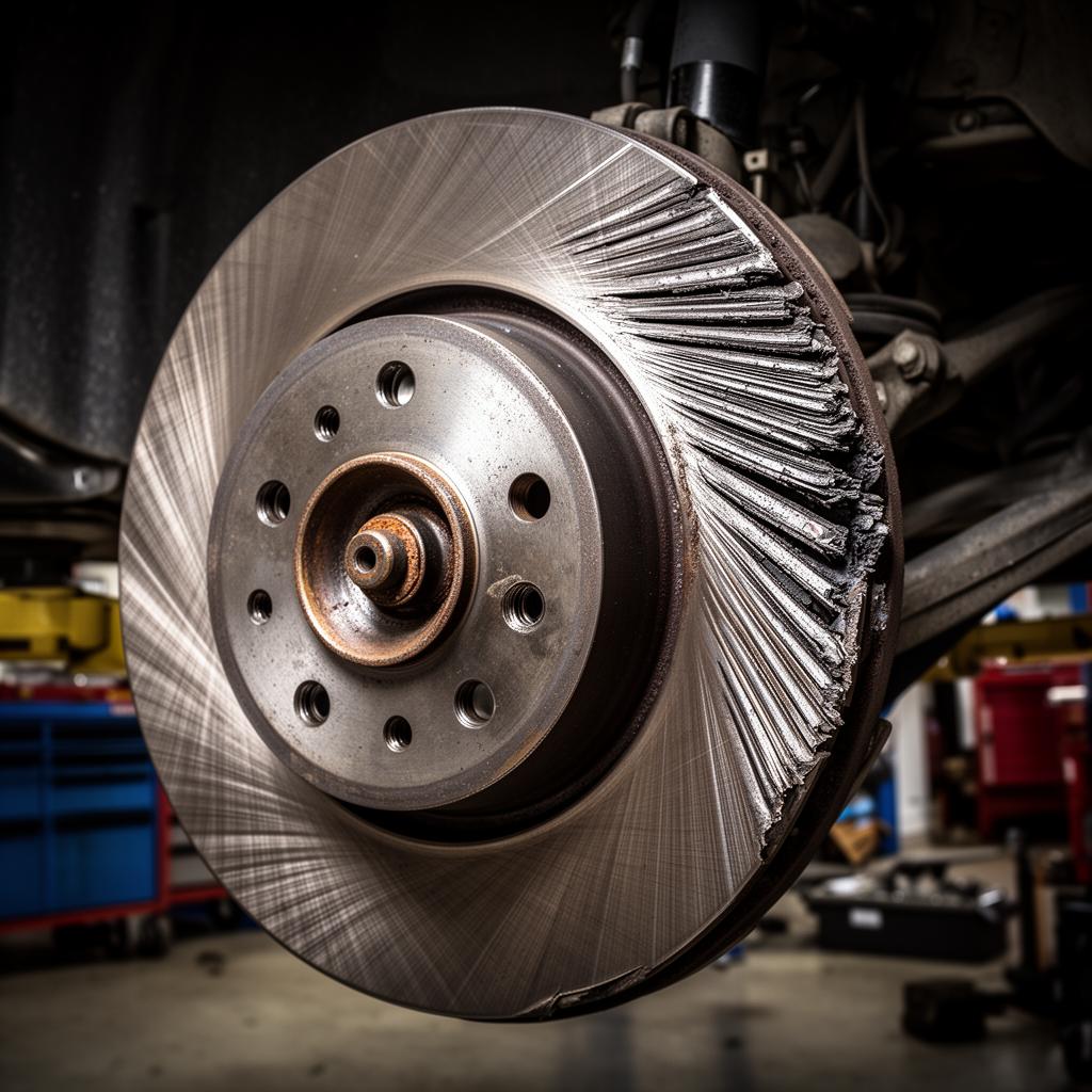 Damaged brake rotor from worn brake pads – Dayton Ohio auto repair